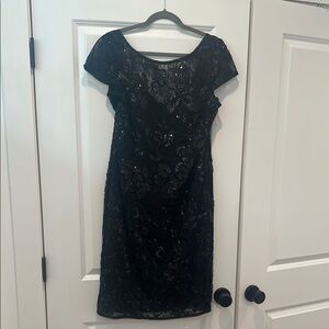 Adriana Papell - Elegant Black Lace Dress - Size 16